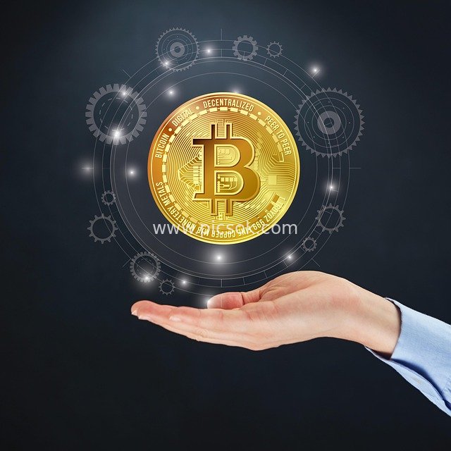 Golden Bitcoin Floating Above Palm - Tech-Infused Financial Investment Concept Image