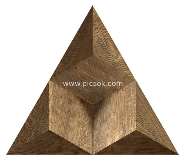 Oak Texture Optical Illusion: Triangularly Nested Wooden Cube