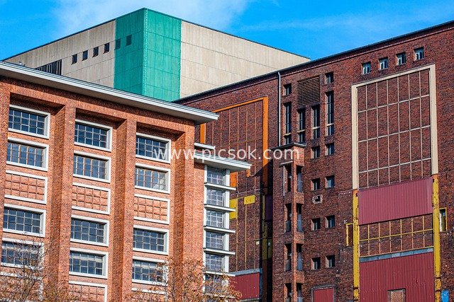 Colorful Industrial Buildings in Berlin: Red Brick Renovation and Historical Preservation