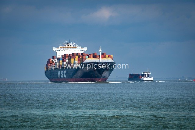 Live Shot of a Large MSC Container Ship at Sea
