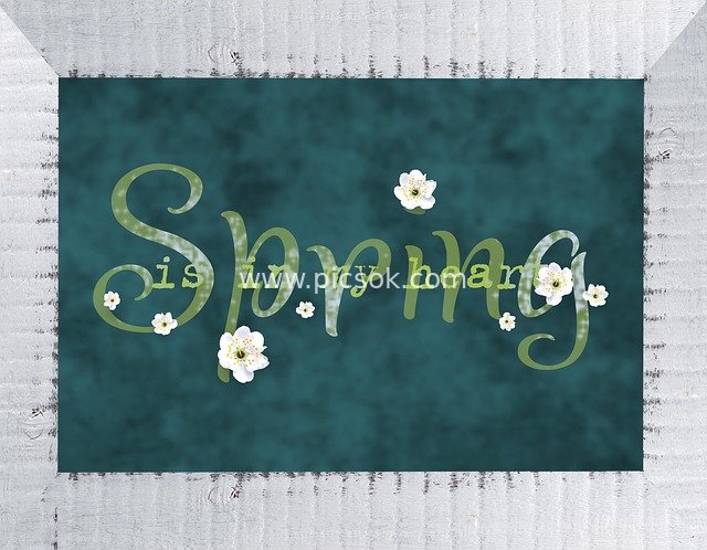 Fresh Spring Flower Decorative Painting with Green Art Font for Spring Wall Decoration