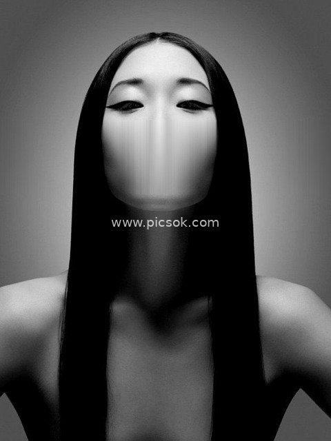 Black and White Abstract Female Portrait – Digital Art Creative Model Portrait