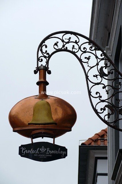 Vintage Iron Sign for Grolsch Brewery in the Netherlands
