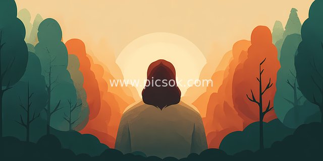 森林日出中的宁静祈祷 AI生成基督教艺术图