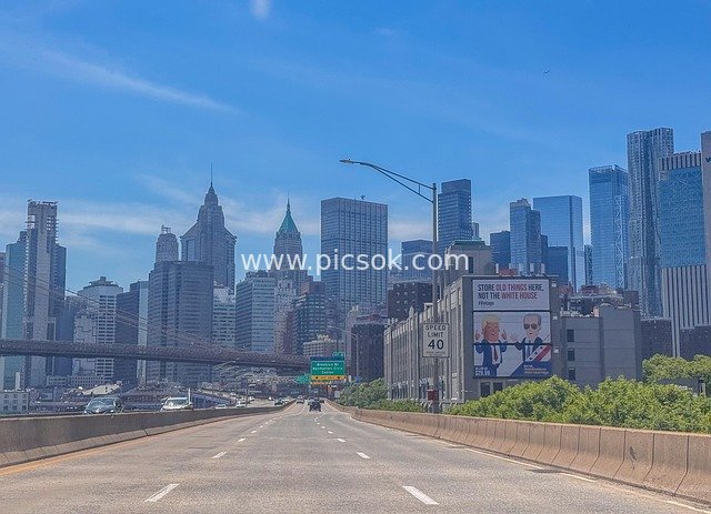 纽约曼哈顿城市天际线道路建筑景观