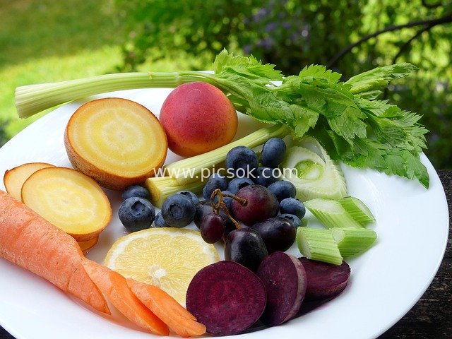 fruit, vegetables, plate, health, vegetarian, vegan, colon, immune system