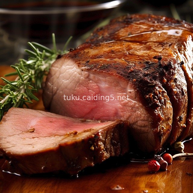 Juicy Tender Roast Beef with Rosemary Garnish Food Photo