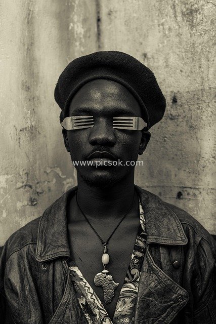 非洲文化复古风肖像 创意餐具装饰的黑色模特