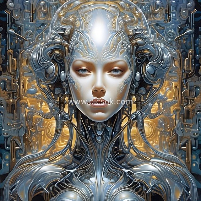 Cyberpunk AI Female Robot: Futuristic Tech Digital Art
