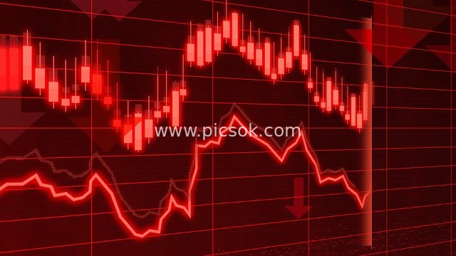 Red Stock Candlestick Chart: Analysis of Financial Market Downturn Crisis