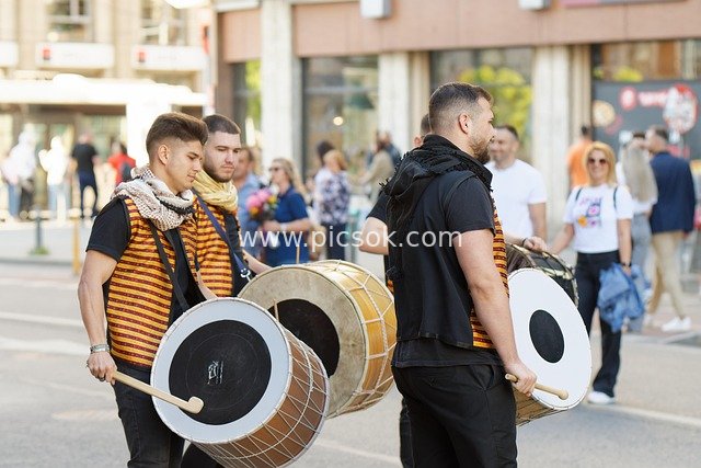 Urban Street Parade: Young Drummers Passionately Perform Drum Music