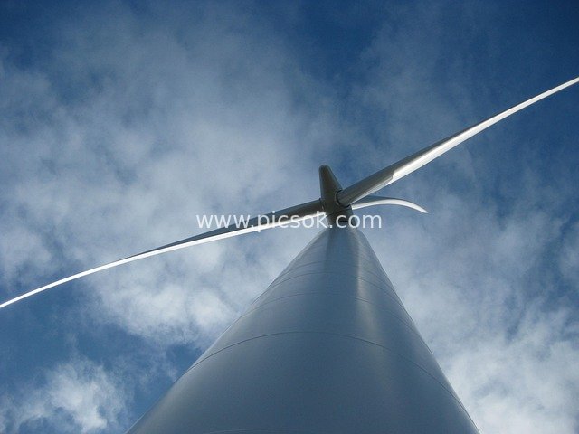 Wind Turbine in the Blue Sky: Green Power of Renewable Energy