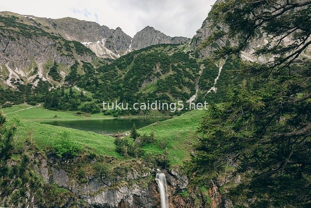 Summer Hiking Landscape of Mountains, Lakes, Waterfalls and Forests in the German Alps