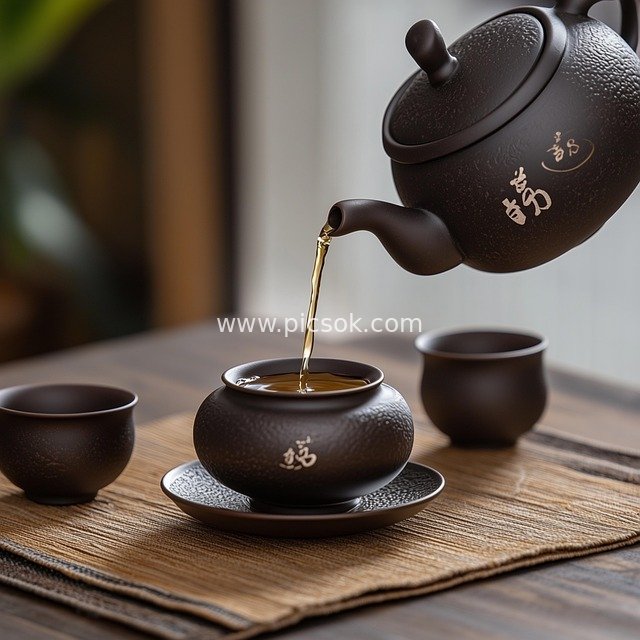 传统茶道仪式 紫砂茶具冲泡茶汤场景