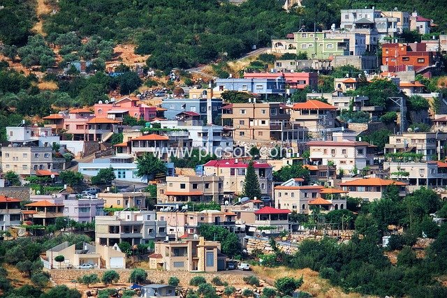 Colorful Hillside Residential Area: Mediterranean-Style Mountain Village