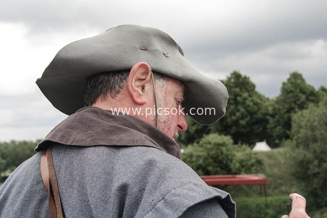 Close-up of a Figure at the Dutch Retro Historical Costume Festival (Groningen)