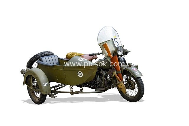 1943 US Military Harley-Davidson Motorcycle with Sidecar - WWII Vintage Military Vehicle