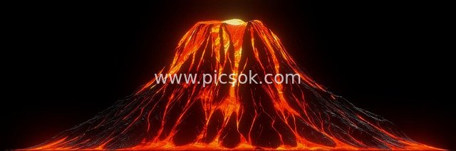 炽热火山喷发岩浆 震撼熔岩爆发场景