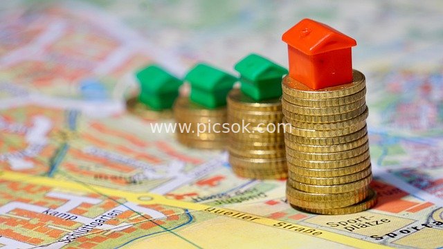 Real Estate Investment: A Housing Market Scene with Stacked Euro Coins