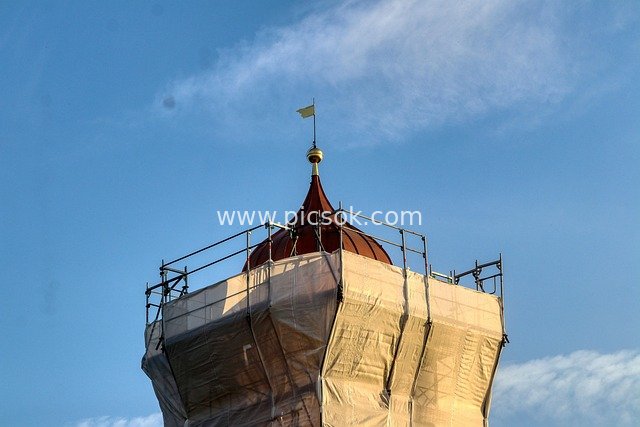 Restoration Site of the Spire of a Historic German Church