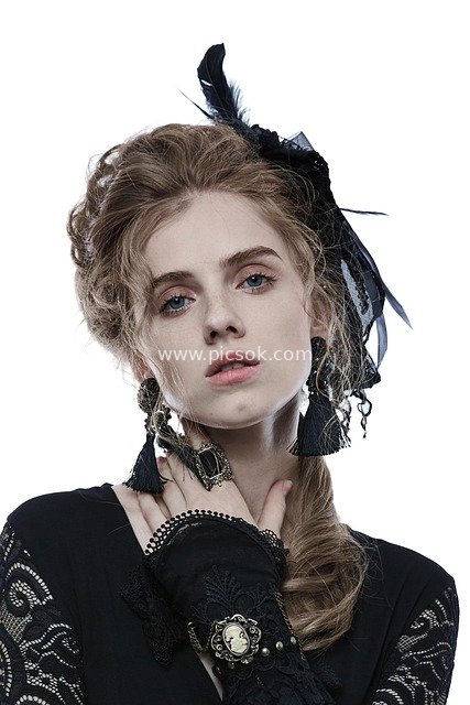 Portrait of a Gothic Fashion Model in Dark Retro Styling