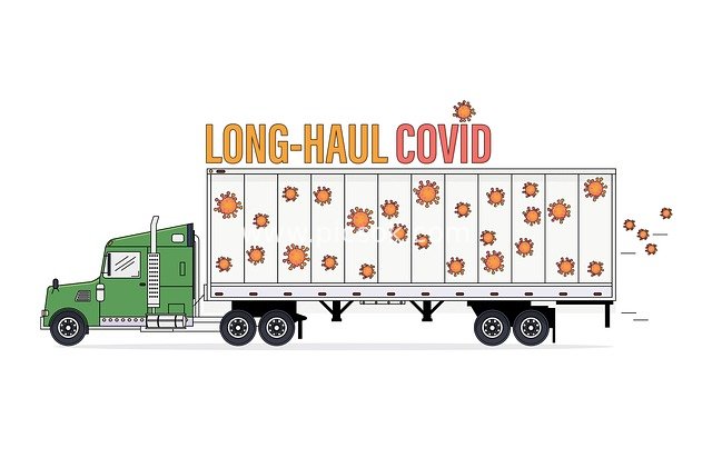 Long-Haul COVID Virus Transmission via Trucks Illustration