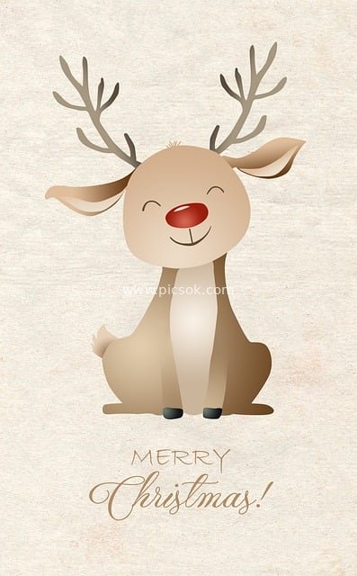 可爱圣诞小鹿卡通插画 圣诞贺卡背景图