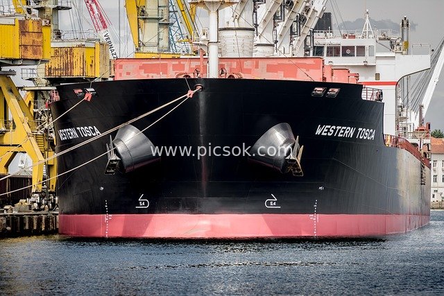 Western Tosca Cargo Ship Port Loading & Unloading – Industrial Shipping & Freight Scene