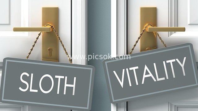 The Choice Between Sloth and Vitality: 3D Illustration Symbolizing Two Doors