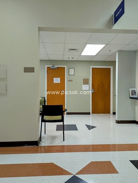 Real Scene of the Corridor and Waiting Area in a Podiatry Clinic