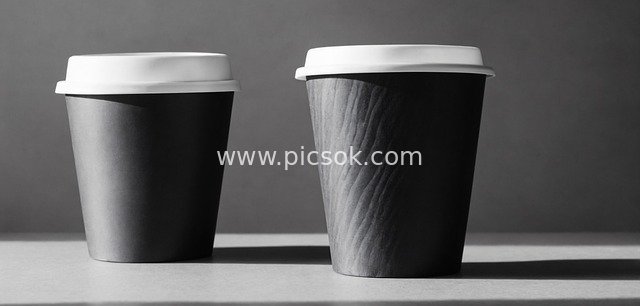 Minimalist Black and White Eco-Friendly Paper Cups - Sustainable Containers for Coffee Takeaway