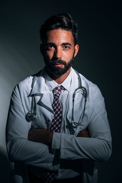 Professional Male Doctor Medical Image Material in White Coat with Stethoscope