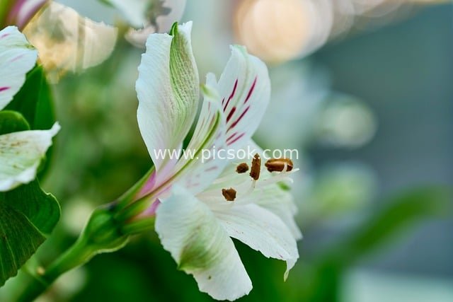 清新白色秘鲁百合 自然花卉微距摄影