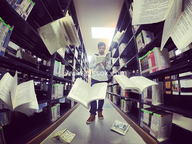 Creative Scene of Knowledge Exploration with Floating Books in a Fresh Library