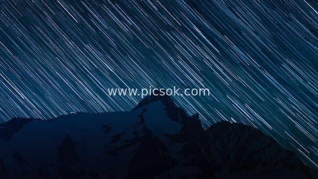 雪山夜空星轨长曝光 天文摄影唯美壁纸