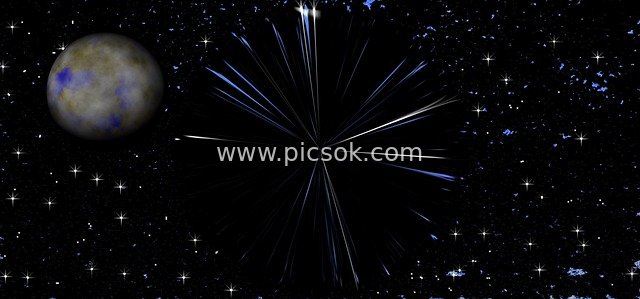 Sci-Fi Cosmic Wormhole Scene with Starry Sky, Planet, and Energy Tunnel