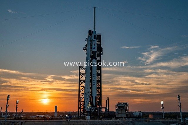 SpaceX Crew-6 Rocket Standing at Launch Pad at Sunset