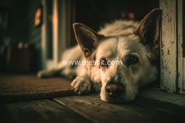 Close-up of a Loyal Pet Dog Resting in a Quiet Home