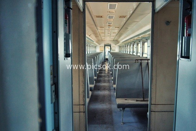 Vintage Chinese Railway Carriage: Nostalgic Interior of an Abandoned Train