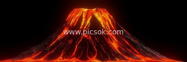 火山喷发炽热熔岩 地质奇观火山爆发图片素材